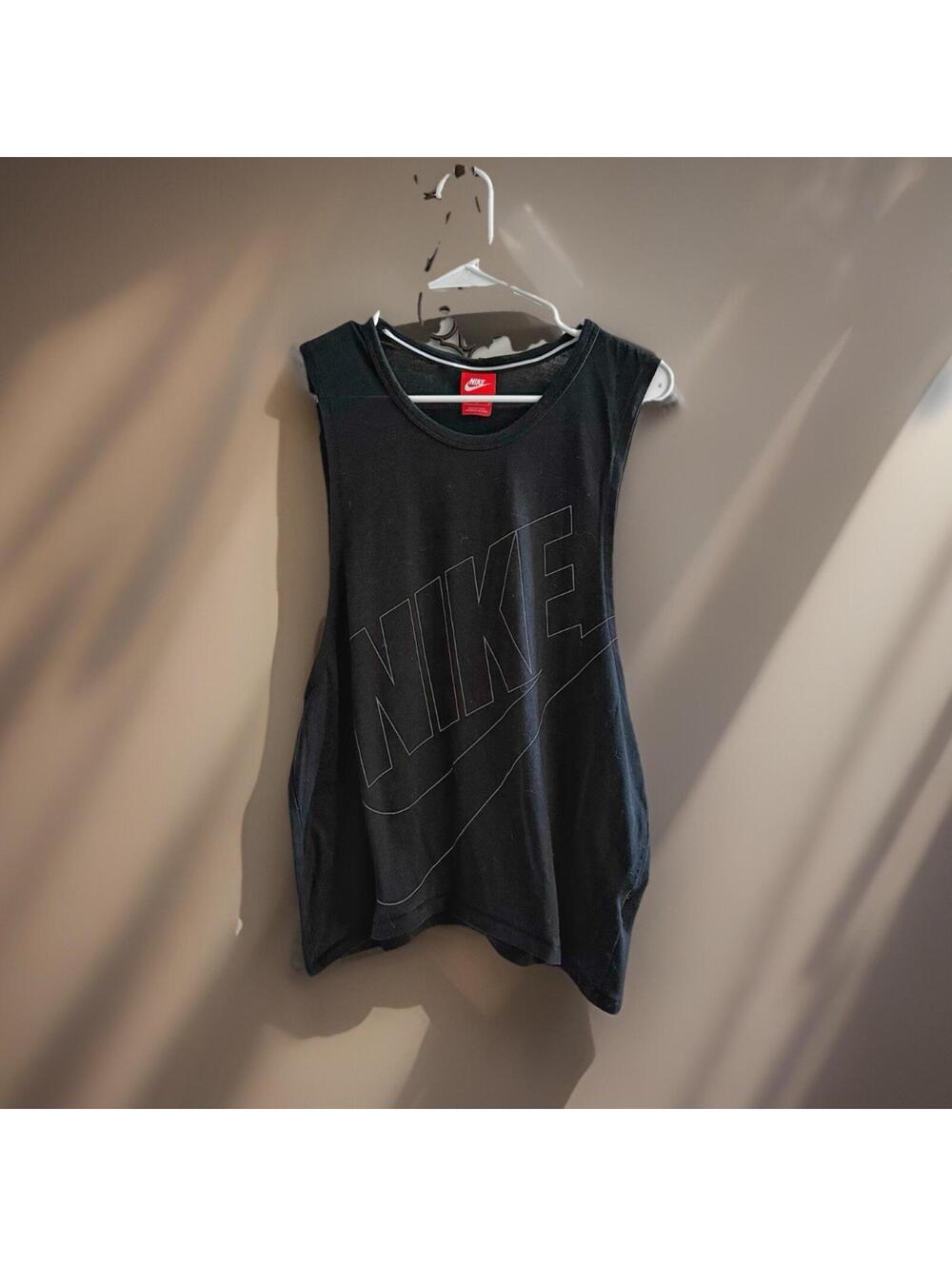 Nike Sleeveless Tank Top Mens Medium Black Big Logo Athletic Gym Shirt
